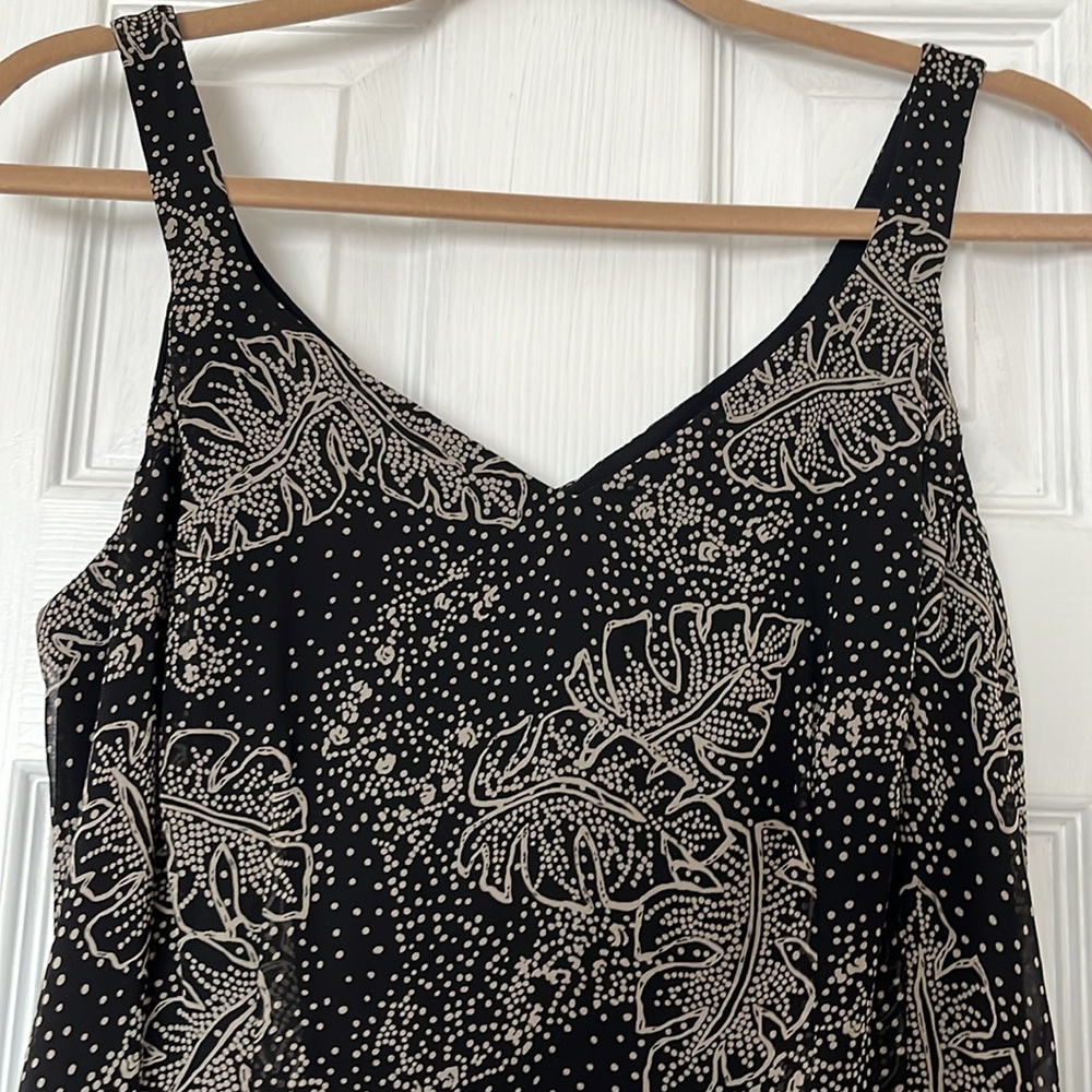 Dana Buchman Black and Cream Silk Floral Maxi Dress Set sz 8 - Picture 3 of 6